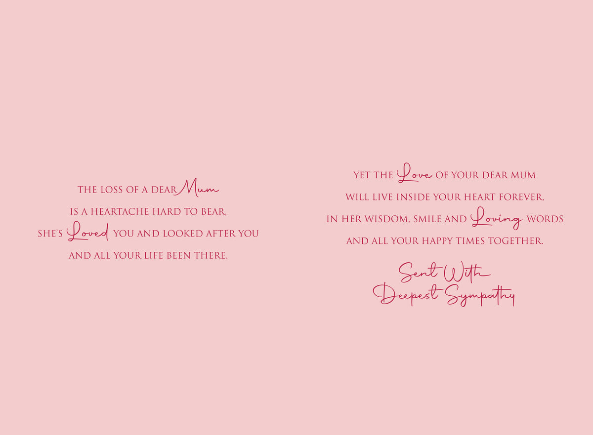 Sympathy Card For Loss Of Mum - 9" X 6" High Quality Card With Nice Verse, Silver Design