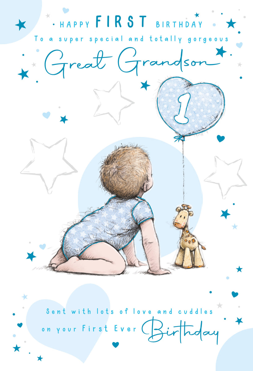 Grandson 1st Birthday Card - Greeting Cards Cherry Orchard Online