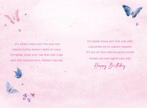 Happy Birthday Card For Her - Purple Iris Flowers With Butterfly Design