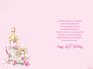 Granddaughter 40th Birthday Card
