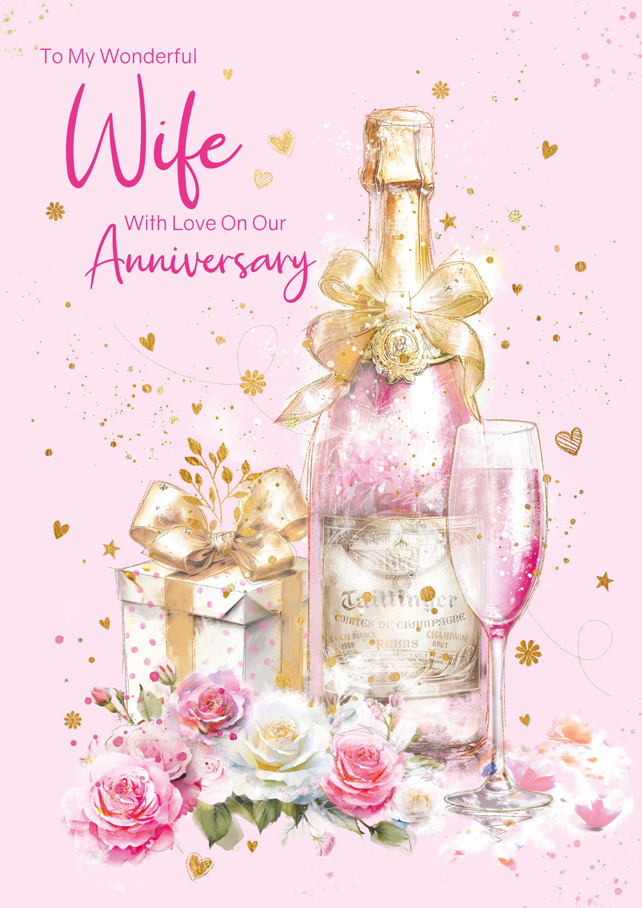 Tarjeta De 50 Años De Aniversario, Tarjetas De Feliz Aniversario, Tarjeta De Aniversario De Boda Para Esposa, Hombres, Ella, Tono Dorado | En Línea