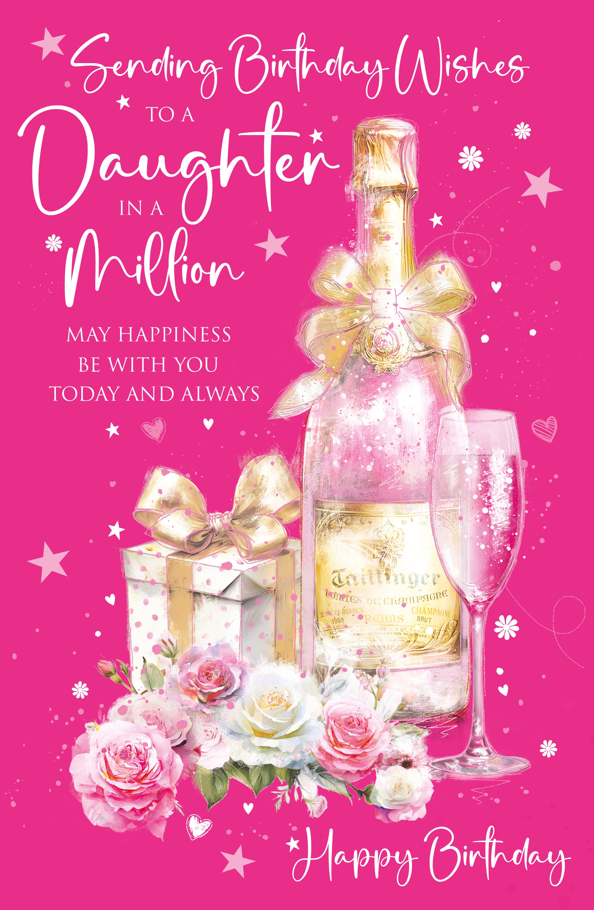 Geburtstagskarte Für Die Tochter – Mit Gin-Motiv & Spruch – Rosa Glitzerfolie – Inkl. Weißem Umschlag