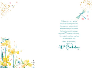 Sister 40th Birthday Card