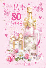 Load image into Gallery viewer, Wife 80th Birthday Card
