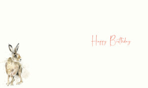 Happy Birthday Card - Brown Hare