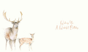 Happy Birthday Card - Fallow Deer