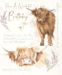 Happy Birthday Card - Highland Cow