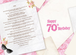 70th Birthday female - Born in 1954