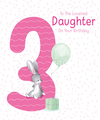 Daughter 3rd Birthday Card - Greeting Cards