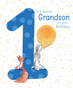 Grandson 1st Birthday Card - Greeting Cards