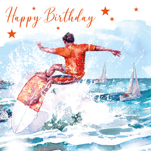 Surfing Happy Birthday Card