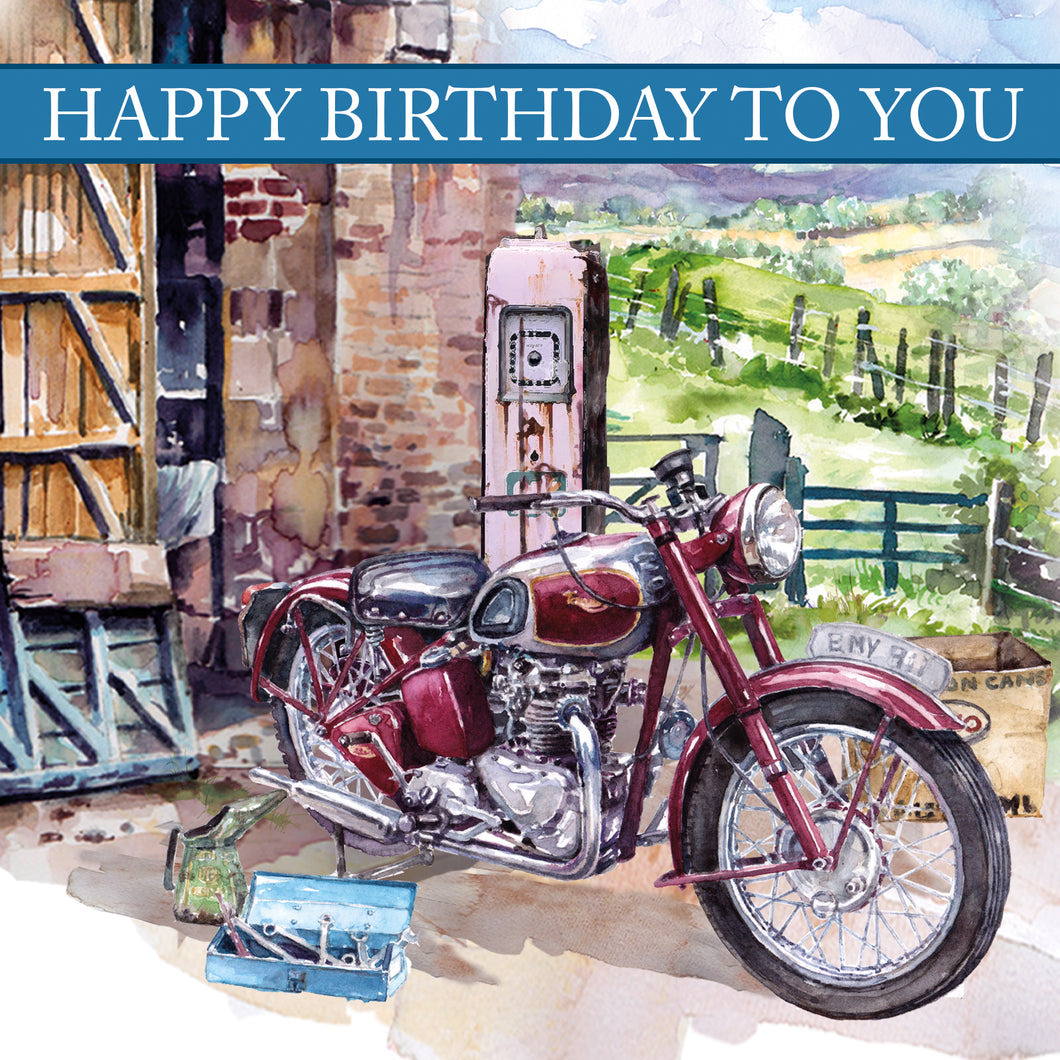 Motorbike Happy Birthday Card